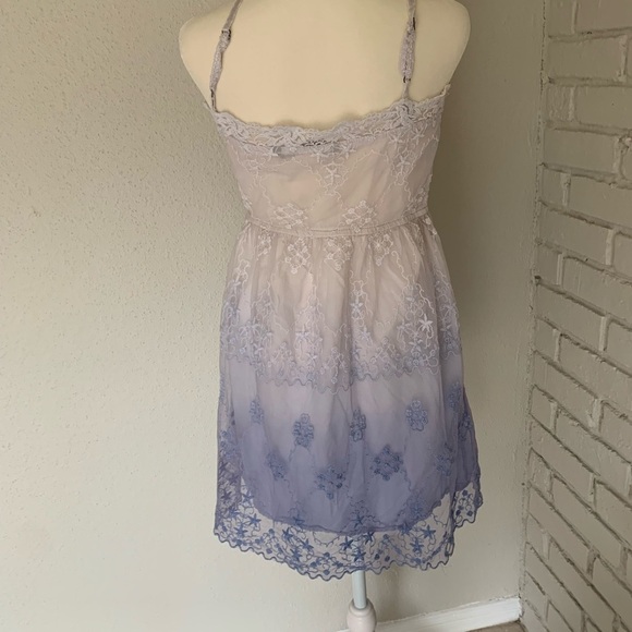 Zara Lacy Embroidered Purple Ombré Dress Size M - Picture 10 of 10